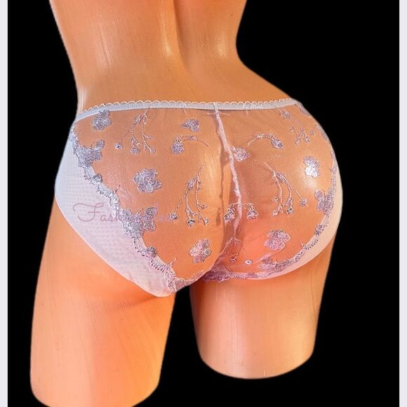 Victorias Secret Supersoft Body Sexy Sheer floral Embroidery mesh Bikini Purple - Picture 3 of 10